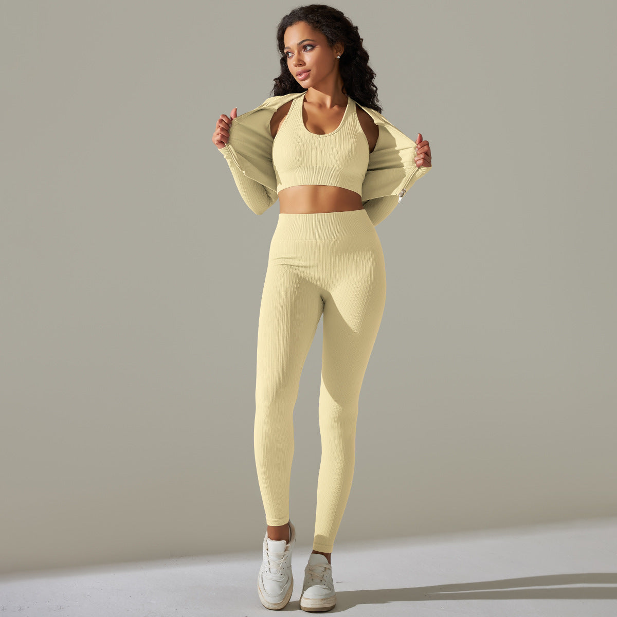 Seamless Knitted Solid Color Thread Yoga Clothes null