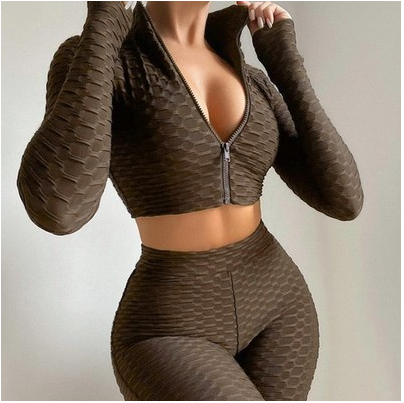 Women's tracksuit yoga fitness suit activewear set featuring tummy control, butt lift, and long sleeve sport clothing