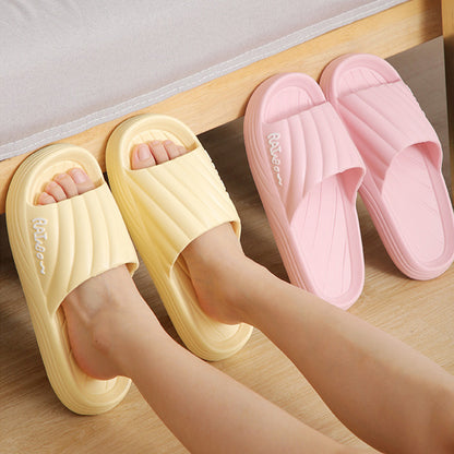 Womens Solid Stripe Thick-soled Slides