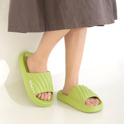 Womens Solid Stripe Thick-soled Slides