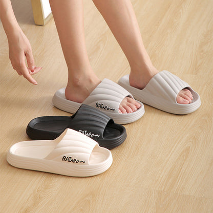 Womens Solid Stripe Thick-soled Slides