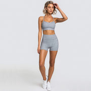 Summer New Womens Clothing Solid Color Fitness Sports Short Set - Reem’s Fitness Store