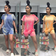 Fashion Casual Sports Suit Tie-Dye Short-Sleeved Shorts Two-Piece Suit - Reem’s Fitness Store